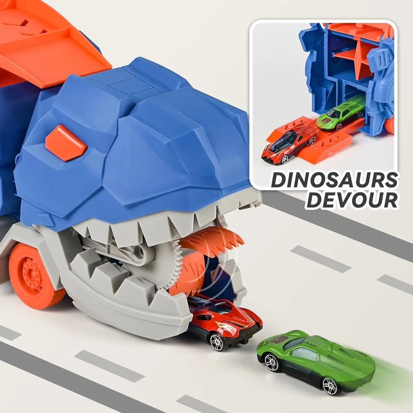 Dinosaur Transport Truck with Track & Mini Cars