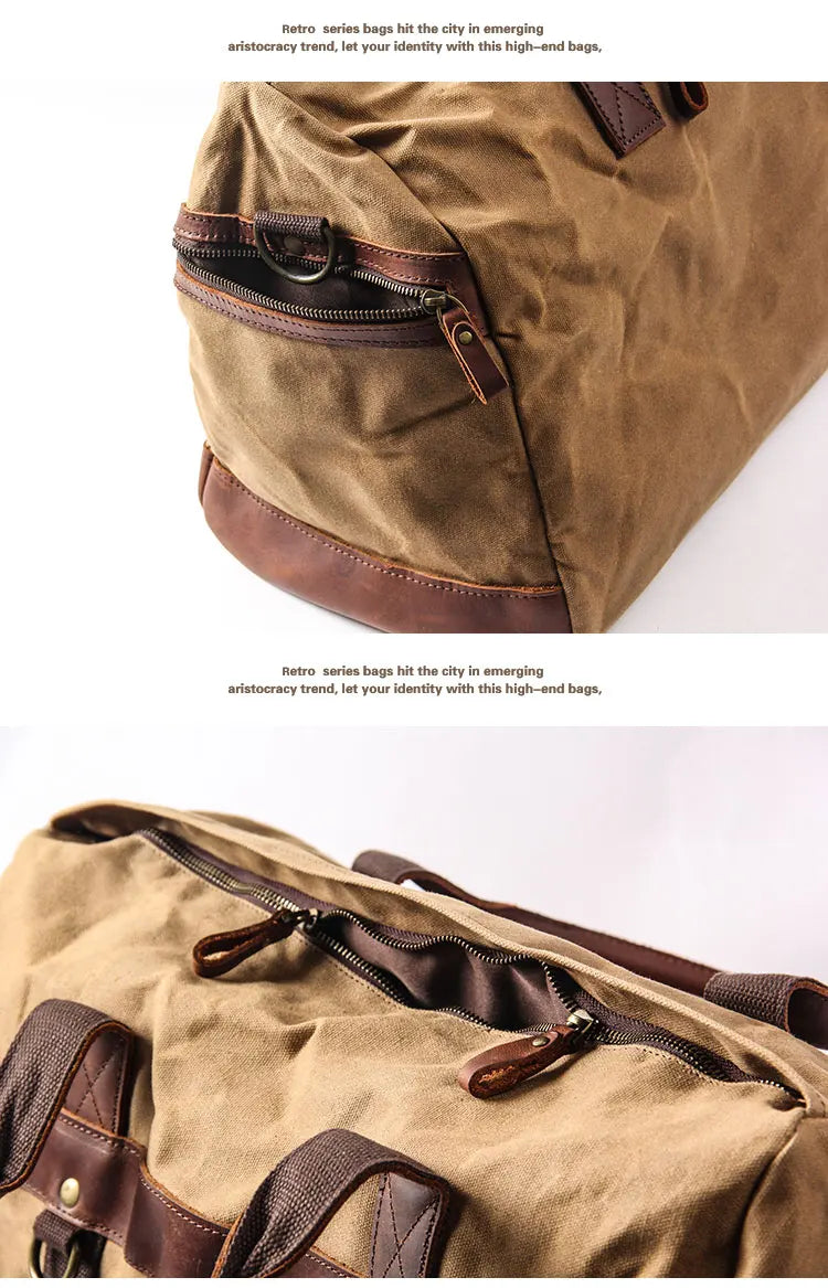 Canvas Leather Men Travel duffle Bag