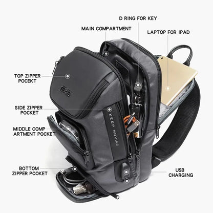 BANGE Anti-theft New Multifunction Crossbody Bag for Men Shoulder Messenger Bags Male Waterproof Short Trip Chest Bag Pack