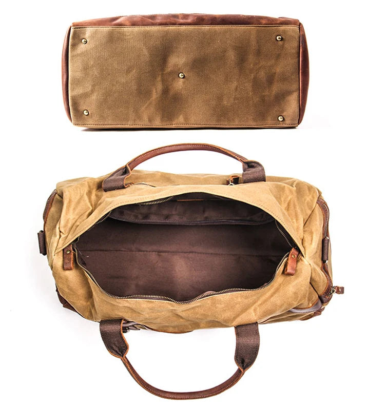 Canvas Leather Men Travel duffle Bag