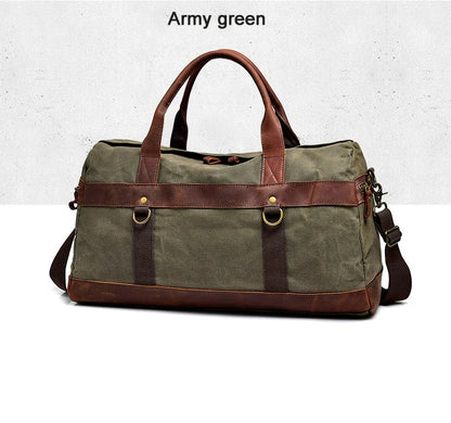 Canvas Leather Men Travel duffle Bag