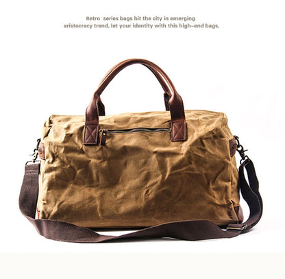 Canvas Leather Men Travel duffle Bag