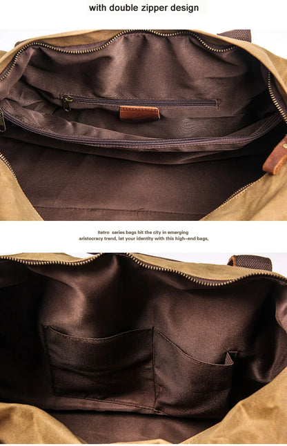 Canvas Leather Men Travel duffle Bag