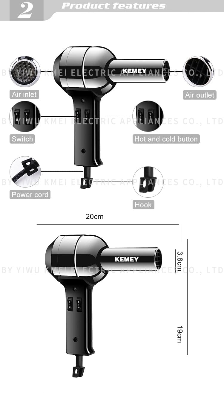 Professional Salon Hair Dryer with Concentrator 2 Heat Speeds-4000 W