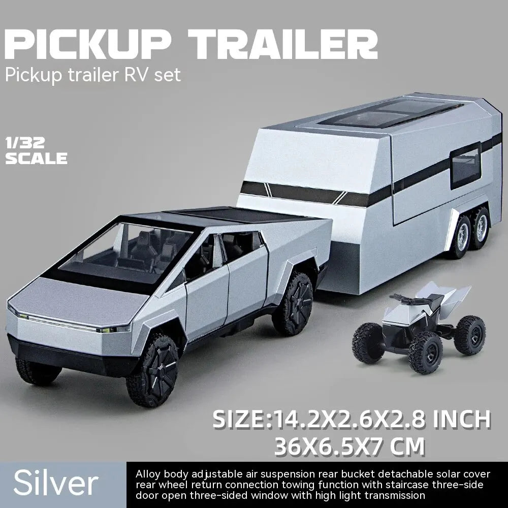 1:32 Diecast Pickup Truck & RV Trailer – Light & Sound
