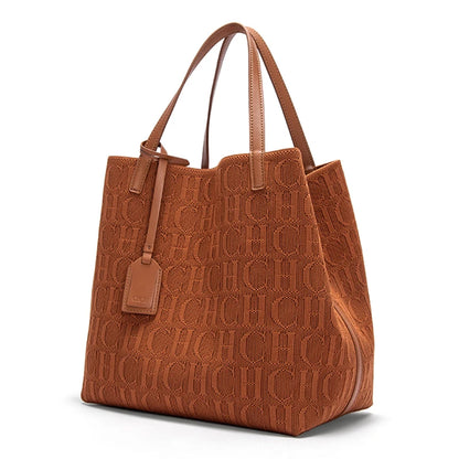 CHCH Embossed Knit Tote Bag – Large Capacity Shoulder Bag