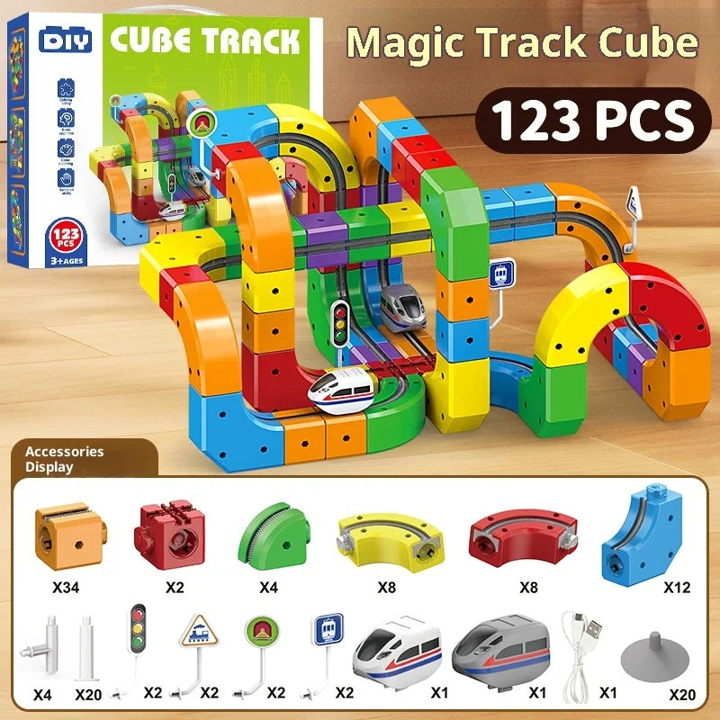 Magnetic Electric Train Track Set – 51 / 81 / 118 Piece STEM Kit