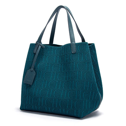 CHCH Embossed Knit Tote Bag – Large Capacity Shoulder Bag