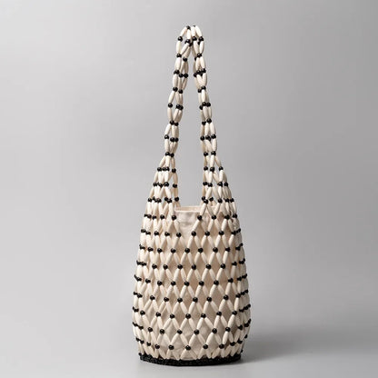Woven Wooden Bead Tote – Summer Shoulder Bag