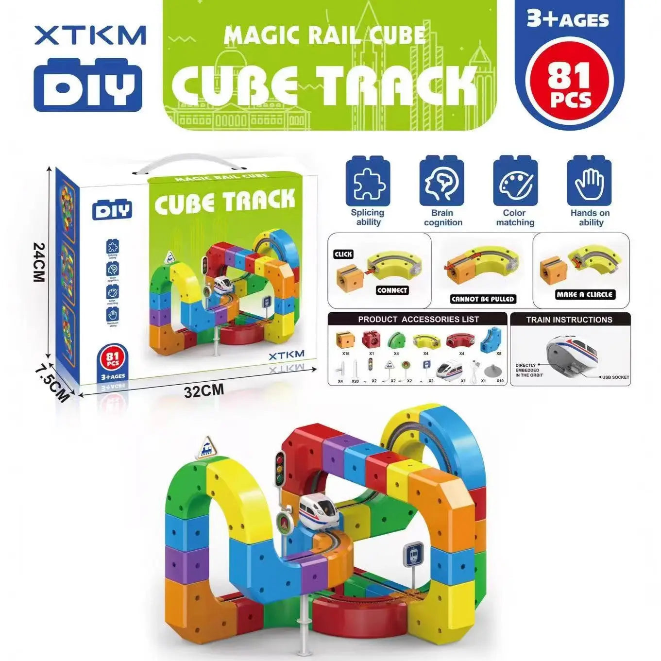 Magnetic Electric Train Track Set – 51 / 81 / 118 Piece STEM Kit