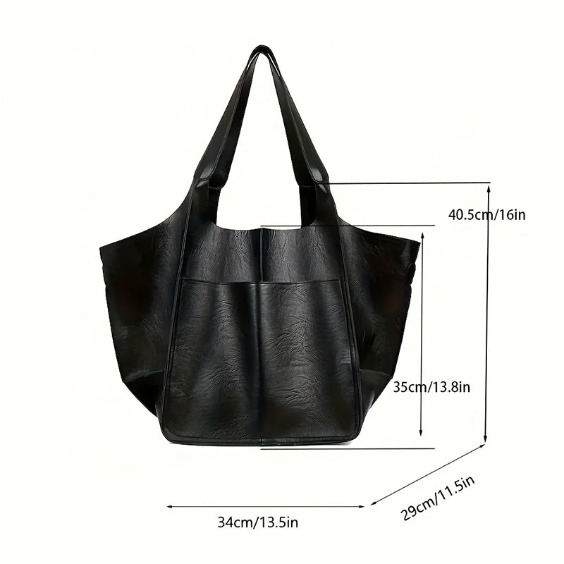 Retro PU Leather Tote – Large Shoulder Bag