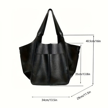 Retro PU Leather Tote – Large Shoulder Bag