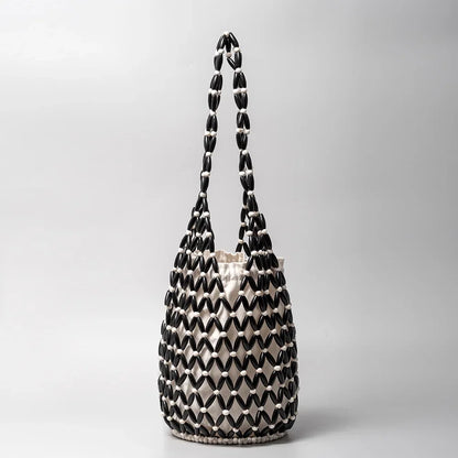 Woven Wooden Bead Tote – Summer Shoulder Bag