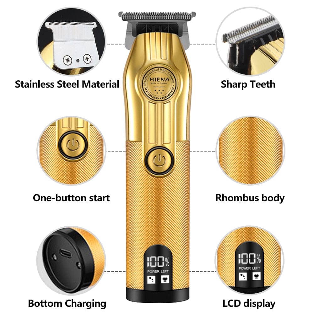 Professional wireless Hair Trimmer Gold Clipper For Men