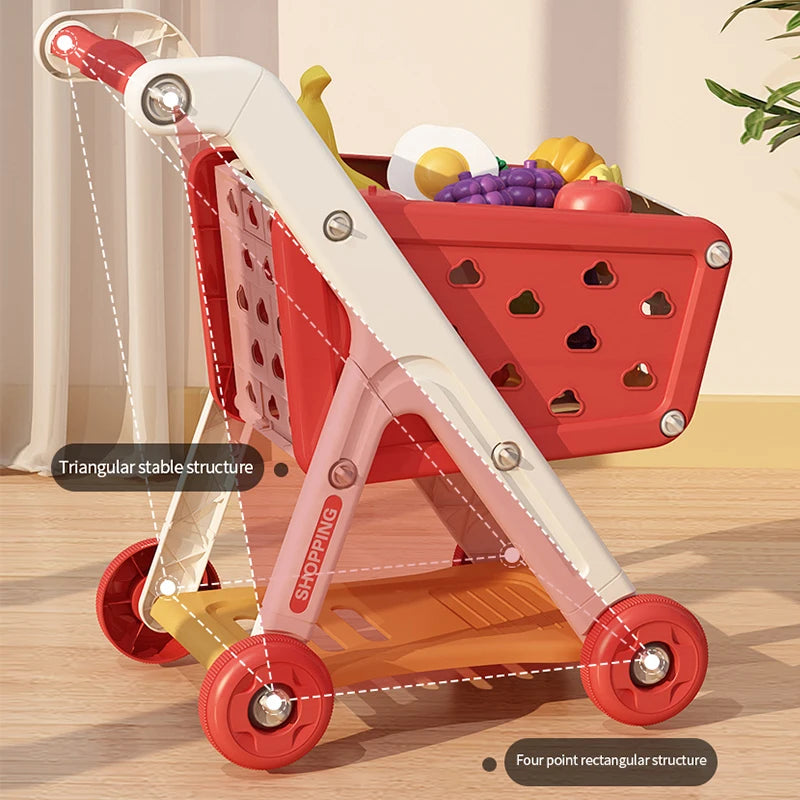Kids Supermarket Shopping Trolley Play Set