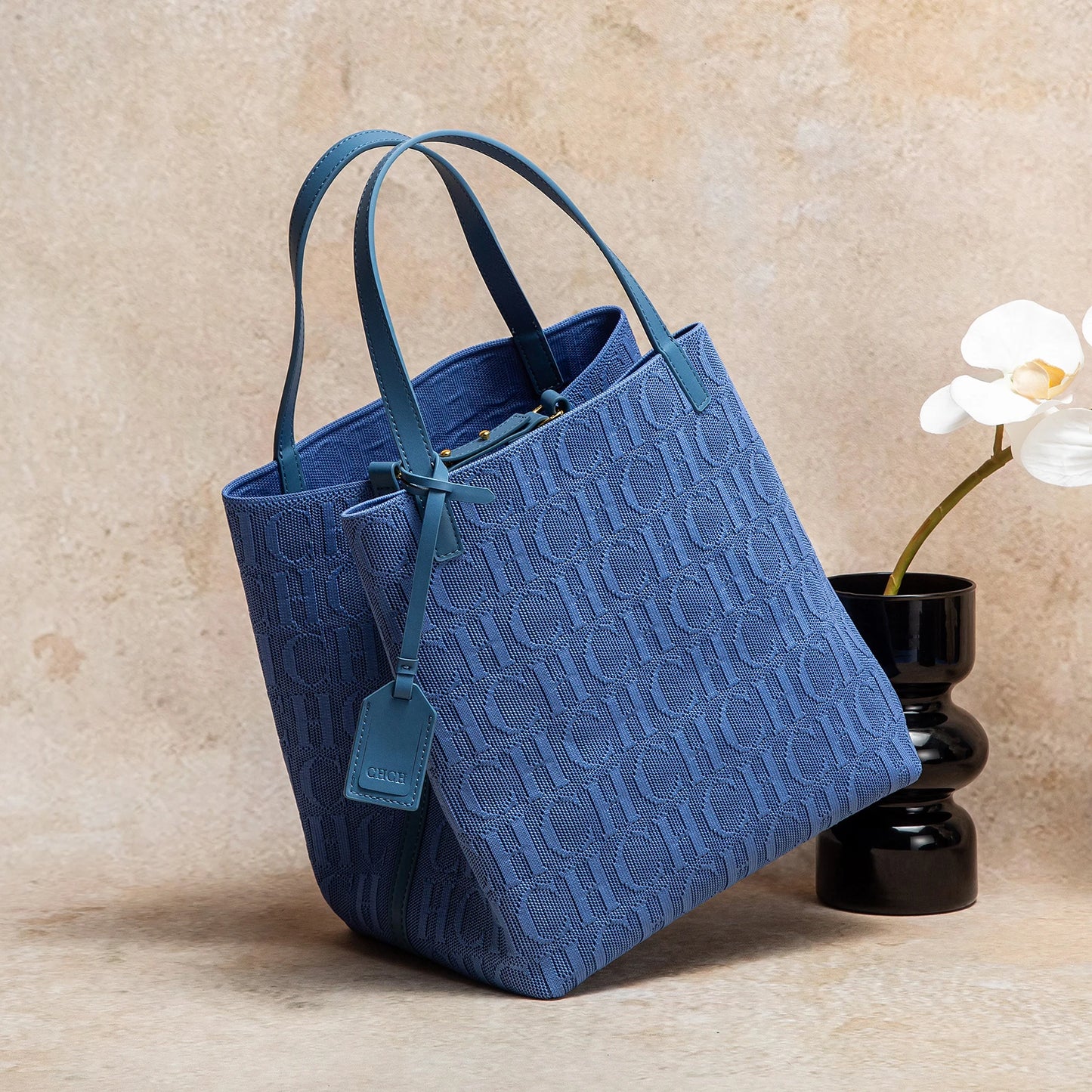 CHCH Embossed Knit Tote Bag – Large Capacity Shoulder Bag