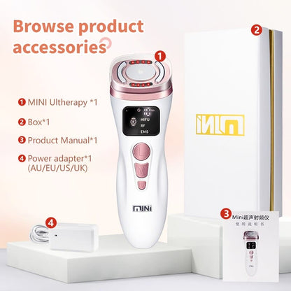 Mini HIFU Machine EMS&RF Ultrasonic Massager for Firming Skin