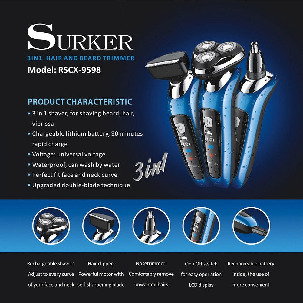 Surker 3in1 grooming kit- wireless trimmer multipurpose