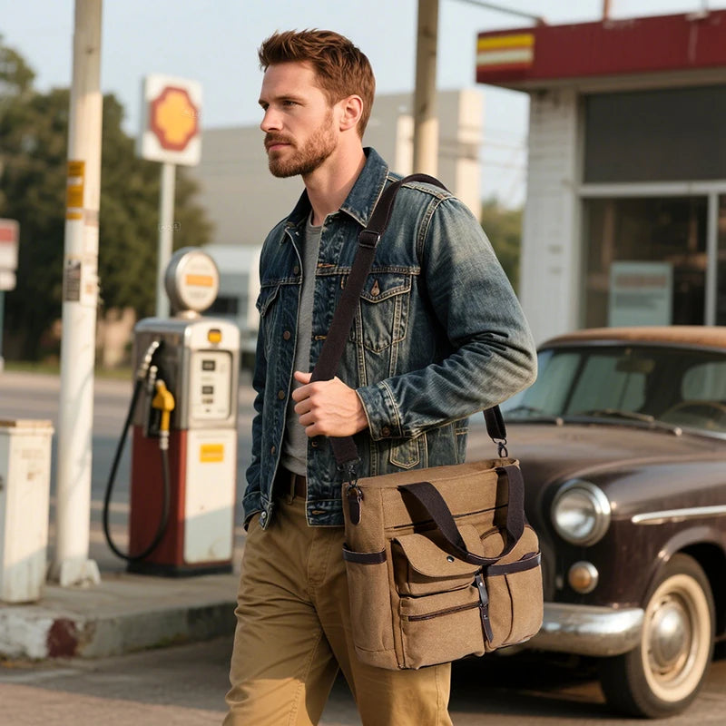 Men’s Vintage Canvas Messenger Bag