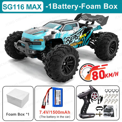 1:16 Brushless 4WD RC Car – 80KM/H High Speed Off Road Racing Truck