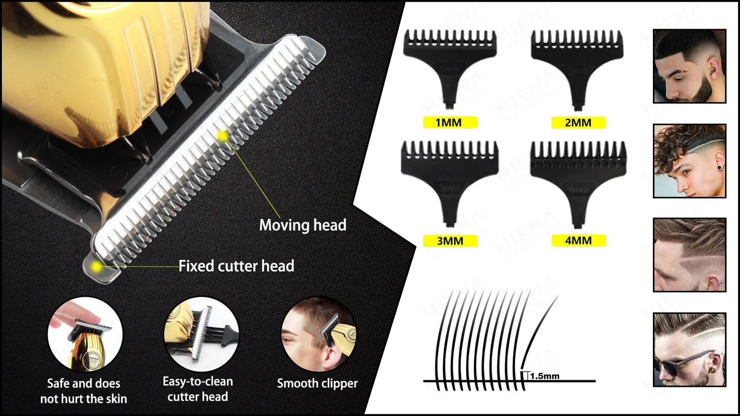 Professional wireless Hair Trimmer Gold Clipper For Men