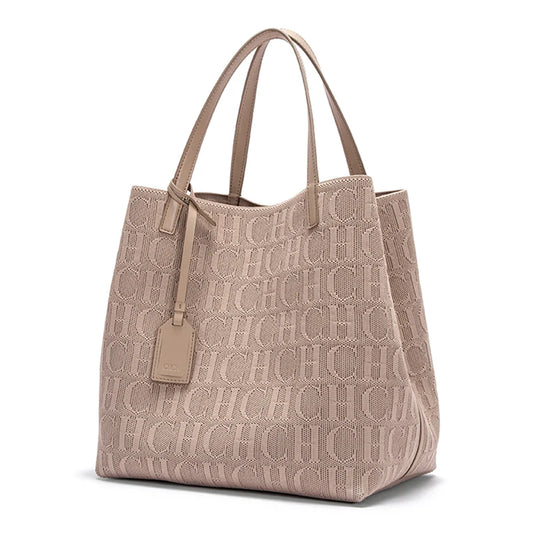 CHCH Embossed Knit Tote Bag – Large Capacity Shoulder Bag