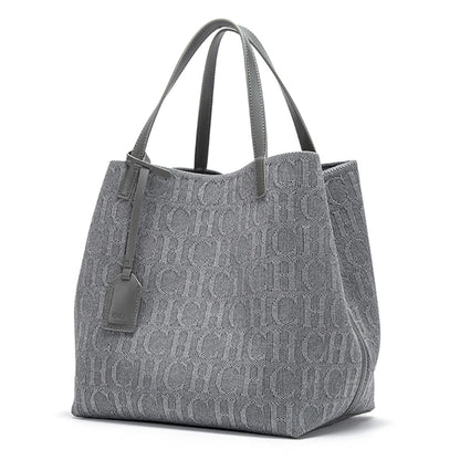 CHCH Embossed Knit Tote Bag – Large Capacity Shoulder Bag