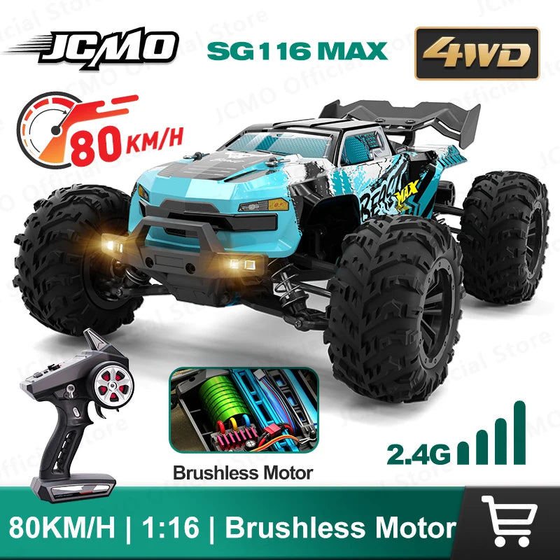 1:16 Brushless 4WD RC Car – 80KM/H High Speed Off Road Racing Truck