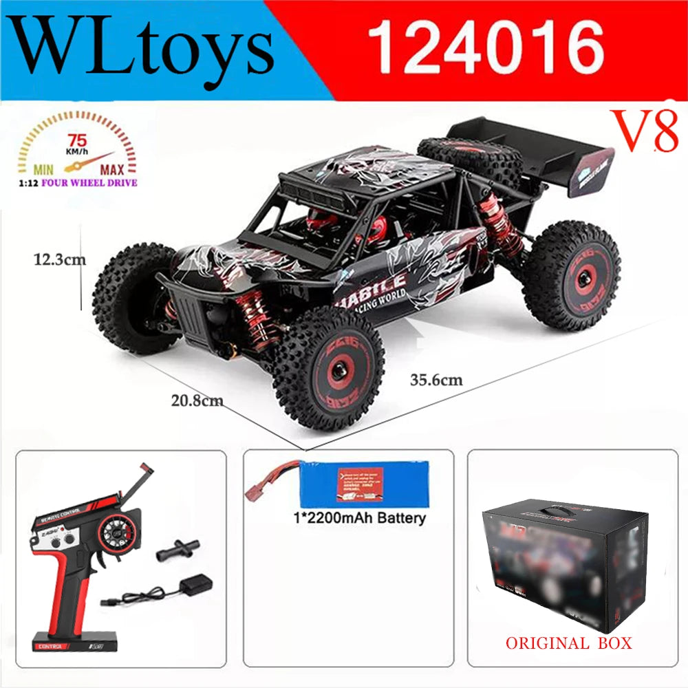 Wltoys New 124017-V8 1/12 2.4G Racing RC Cars 4WD Brushless Motor 75Km/H High Speed Remote Control Off-road Drift Toys For Aduit