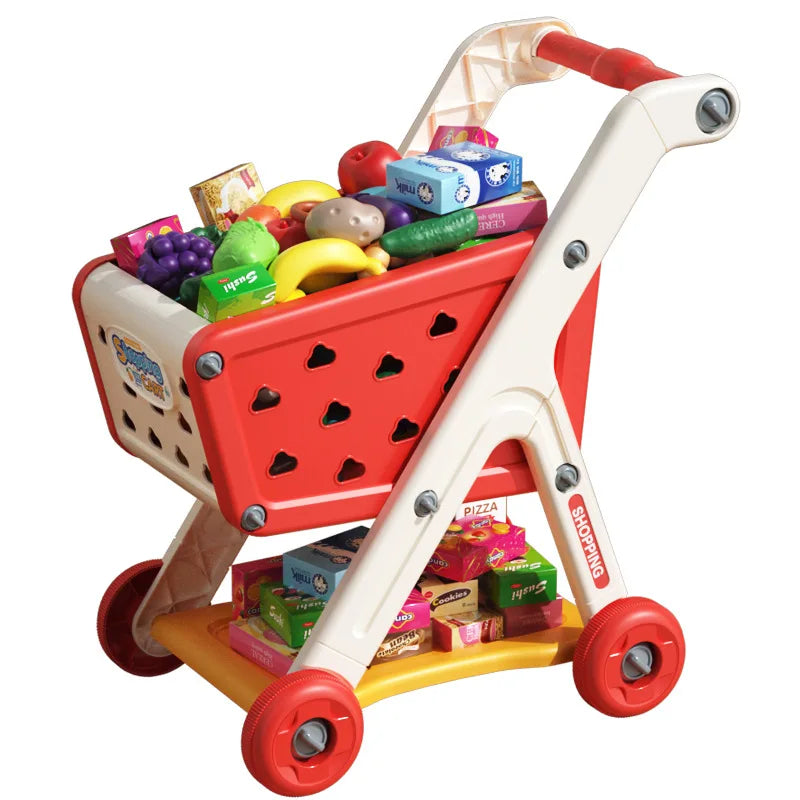 Kids Supermarket Shopping Trolley Play Set