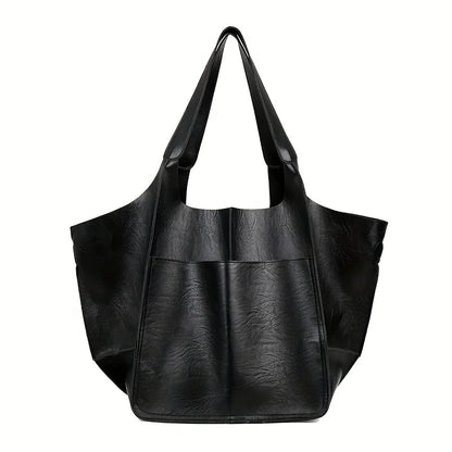 Retro PU Leather Tote – Large Shoulder Bag
