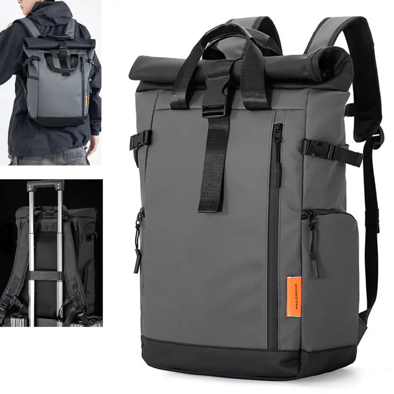 Men’s Roll-Top Laptop Backpack 16” – Waterproof Travel & Business Bag