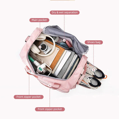 Women’s Gym & Travel Duffel Bag – Dry Wet Compartment Weekender