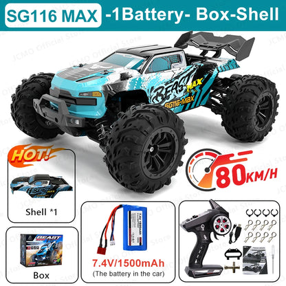 1:16 Brushless 4WD RC Car – 80KM/H High Speed Off Road Racing Truck