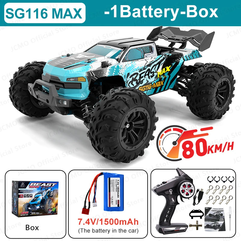 1:16 Brushless 4WD RC Car – 80KM/H High Speed Off Road Racing Truck
