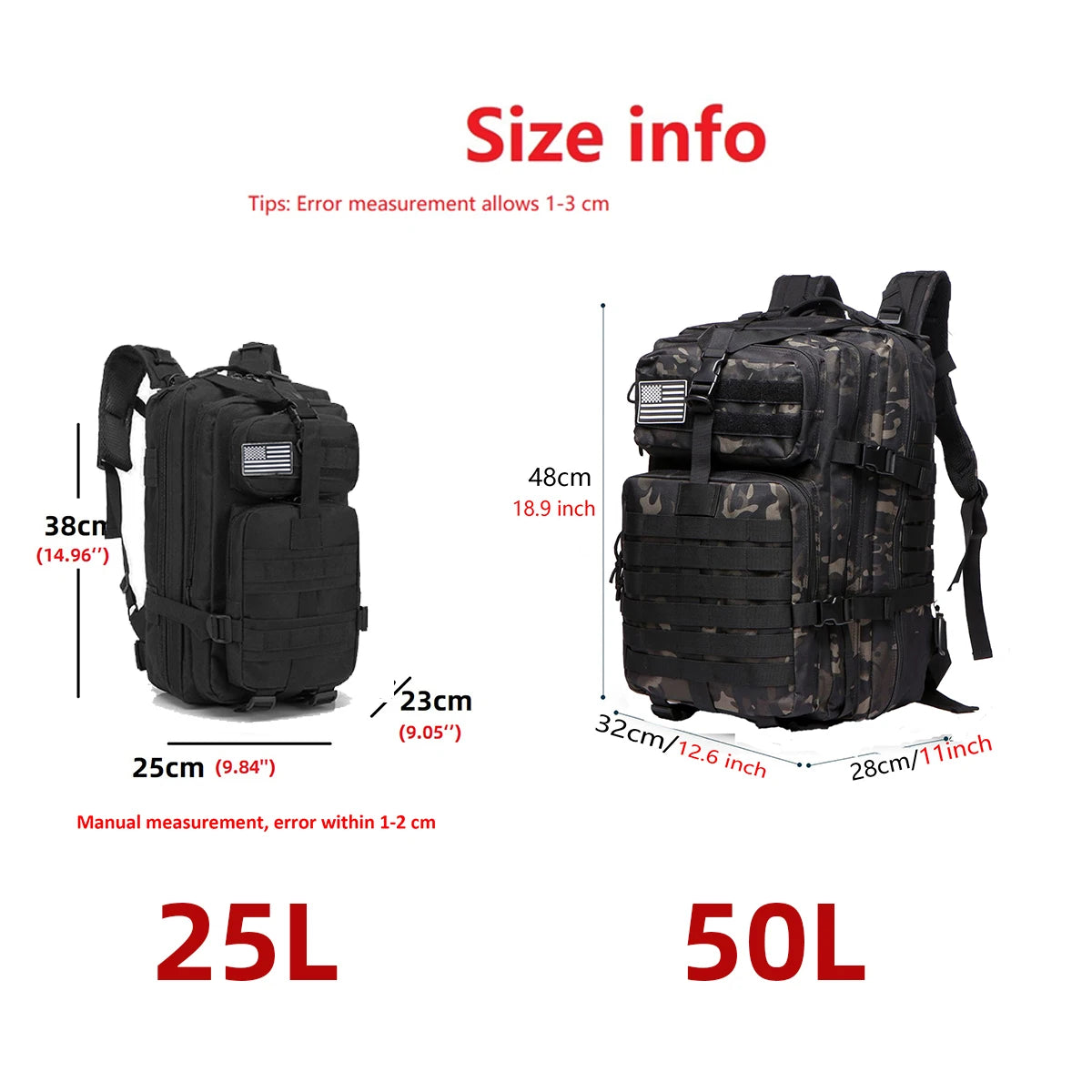 25L / 50L Tactical Outdoor Backpack – Waterproof Nylon
