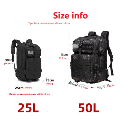 25L / 50L Tactical Outdoor Backpack – Waterproof Nylon
