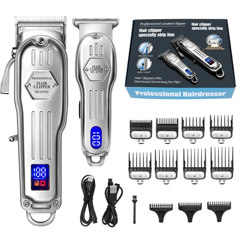 2 in 1 Full Metal Combo Kit Barber Hair Clipper For Men