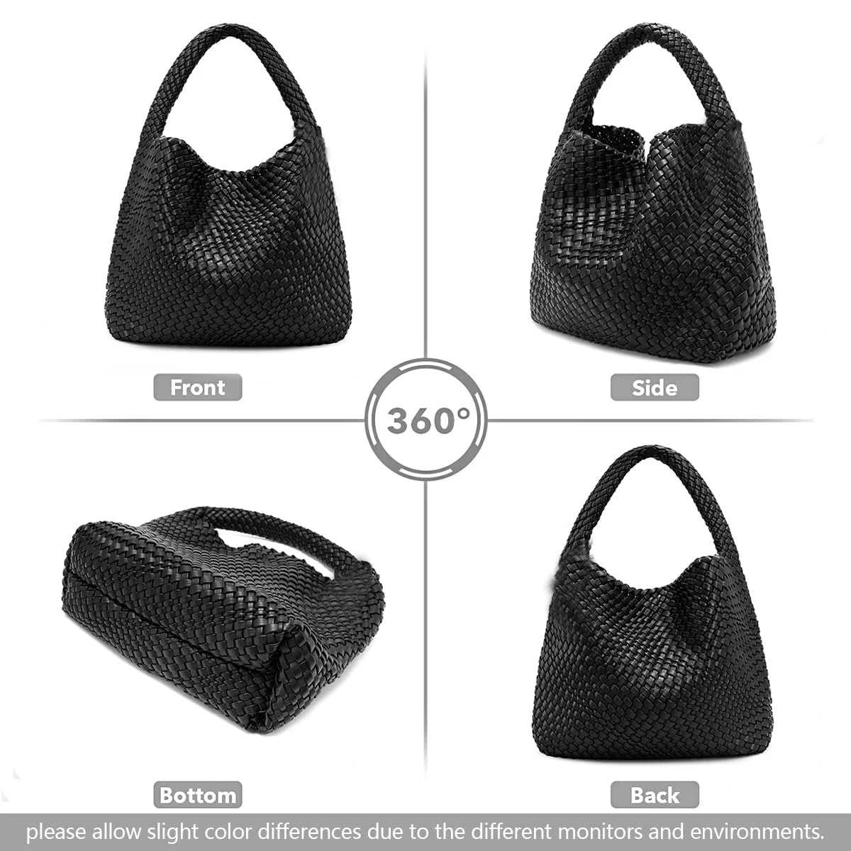 Woven Leather Tote – Large Shoulder Bag with Pouch