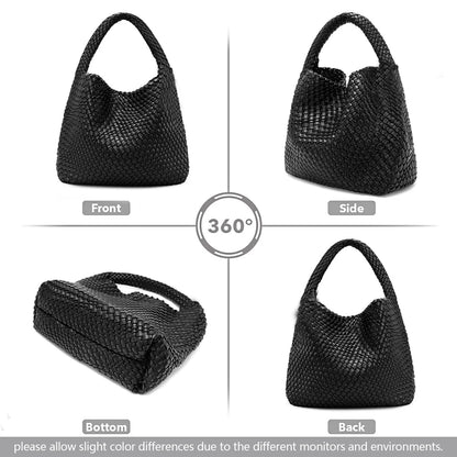 Woven Leather Tote – Large Shoulder Bag with Pouch