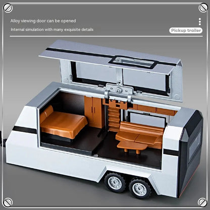 1:32 Diecast Pickup Truck & RV Trailer – Light & Sound