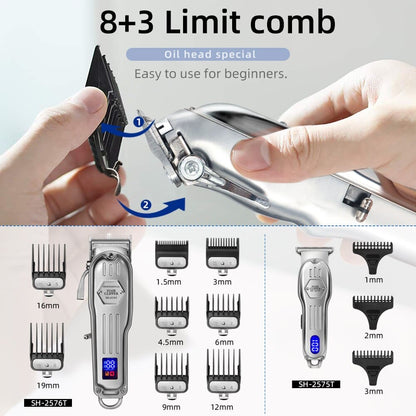 2 in 1 Full Metal Combo Kit Barber Hair Clipper For Men