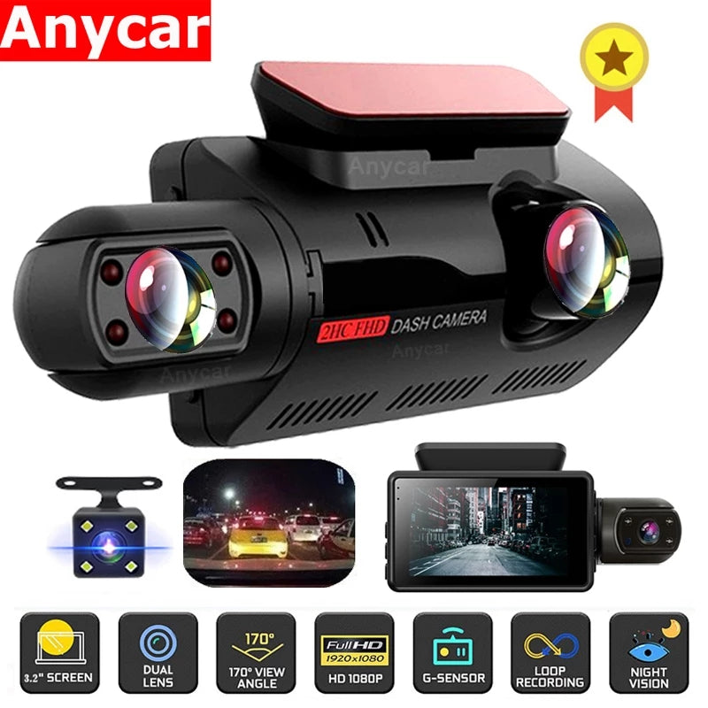 FHD Car DVR Camera Dash Cam Dual Record Hidden Video Recorder Dash Camera 1080P Night Vision Parking Monitoring G-sensor DashCam