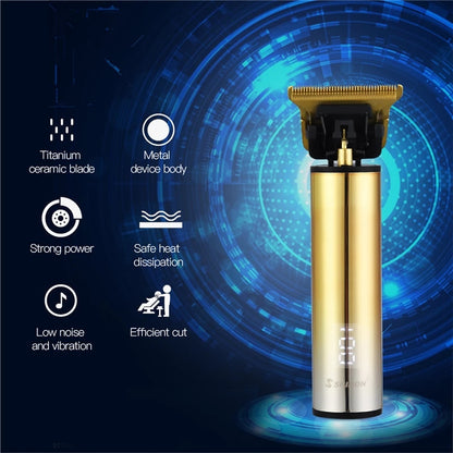 Professional Hair Clippers Barber Haircut Sculpture Cutter Rechargeable Razor (Gold)