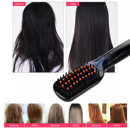 LCD Display Negative Ionic Hair Straightener Brush Fast Electric Hair Straightening Flat Irons Ceramic Auto Straight Perm Comb50