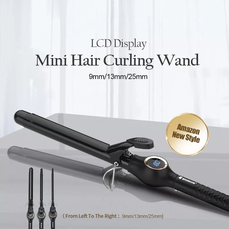 9/13/25mm Professional Small Curling Iron for hair Portable Ceramic Curling iron Hair Curler Hair Styler with Tools LCD display