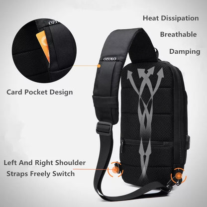 OZK New Multifunction Crossbody Bag for Men Anti-theft Shoulder Messenger Bags Male Waterproof Short Trip Chest BackPack