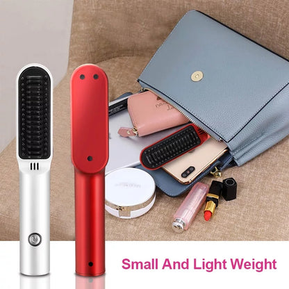 RESUXI Portable Hot Air Comb Rechargable Professional Hair Dryer 2in1 Hair Straightener and Curler Brush Dryer brush Hair styler