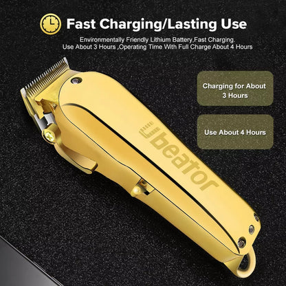 Hair cutting Machine Gold Metal Barbershop Cutter Cordless Hair Clipper Hair Trimmer 100-240V Cut Electric Rechargeable