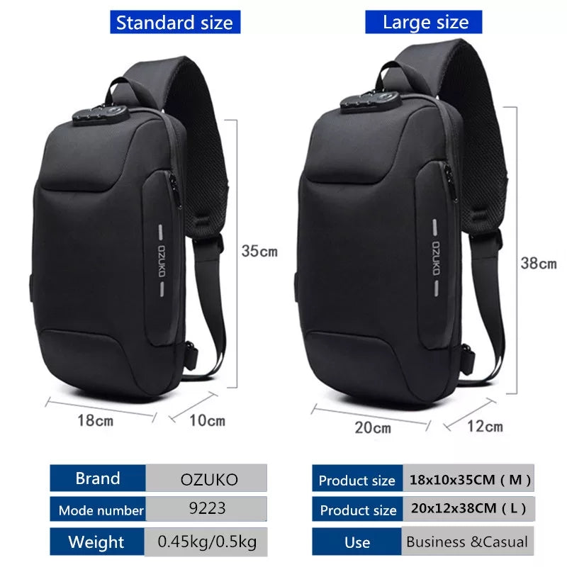 OZK New Multifunction Crossbody Bag for Men Anti-theft Shoulder Messenger Bags Male Waterproof Short Trip Chest BackPack